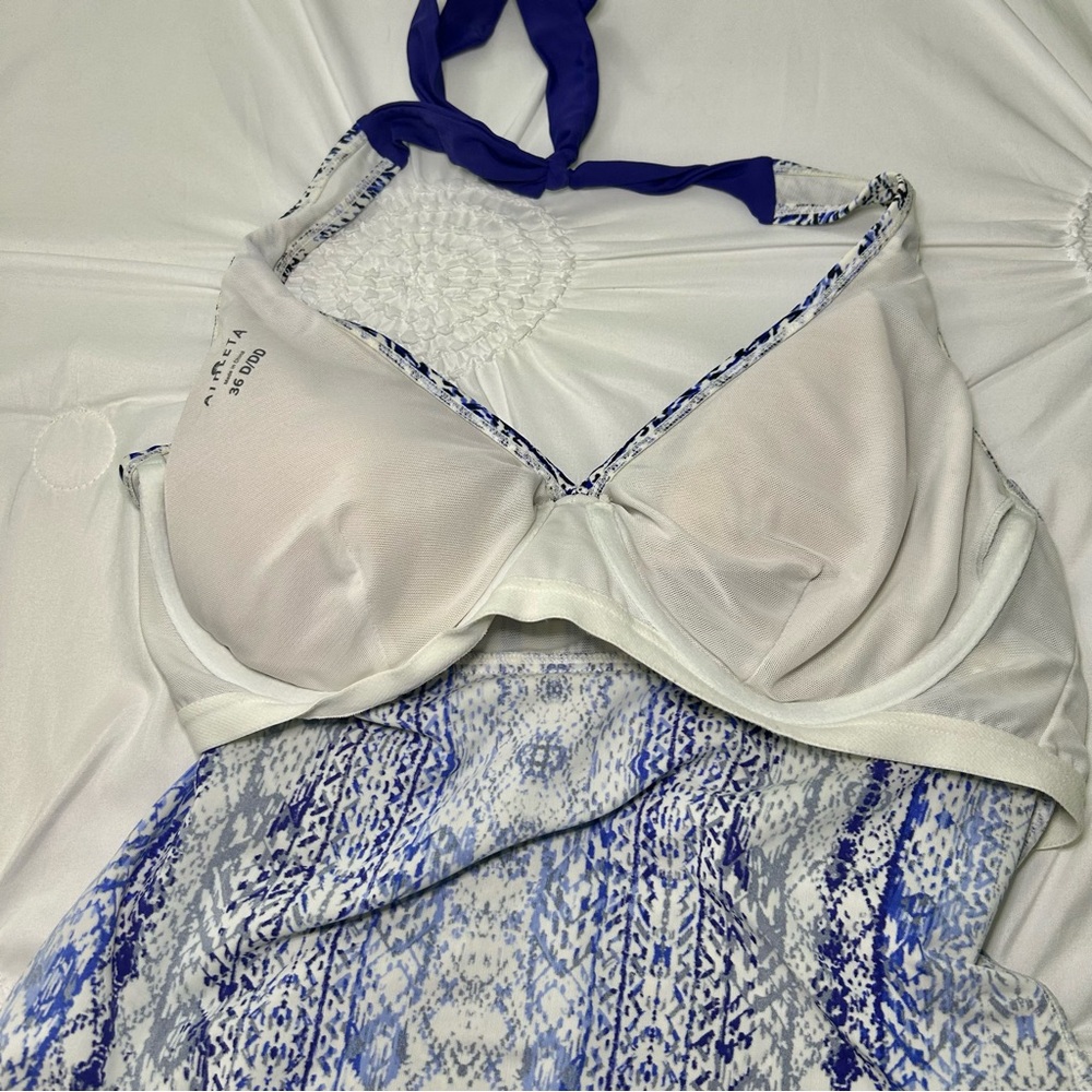 Athleta Blue & Black Halter Neck Tankini Top w/Built in Bra 36DD. - Picture 10 of 10